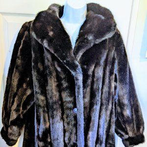 Vintage Tissavel France Faux Mink Fur Coat Pockets Sz.8\10 Fully Lined